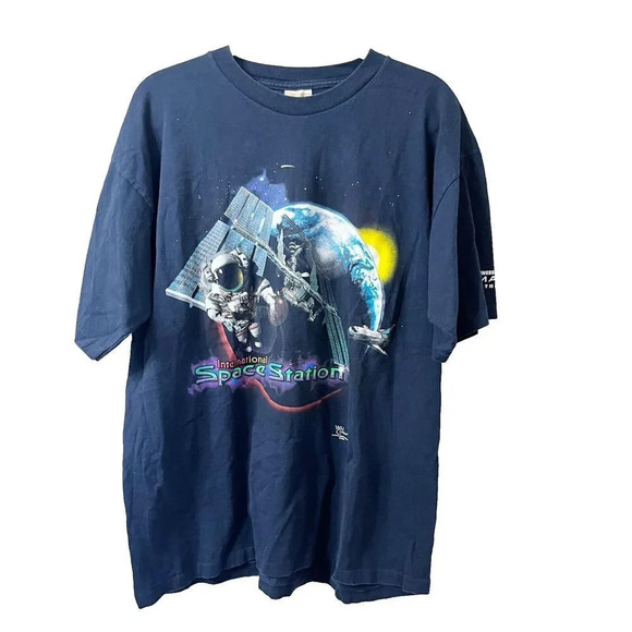 Wild Cotton Other - Wild Cotton Mens Blue T Shirt XL International Space Station Imax 3D Graphic Top